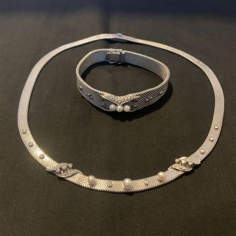 parels met markasiet  silver bracelet necklace catawiki