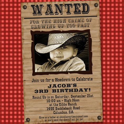 cowboy party invitation printable wanted invitation  amandas