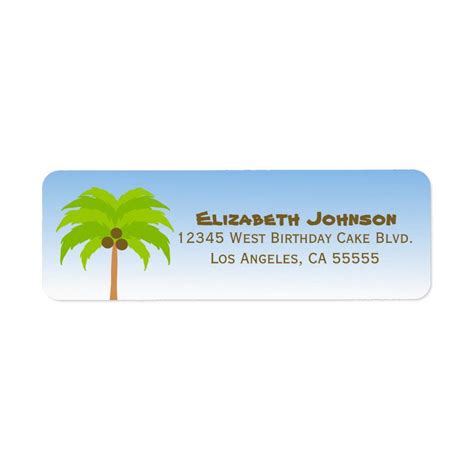 palm tree address label zazzle address labels custom gift tags labels