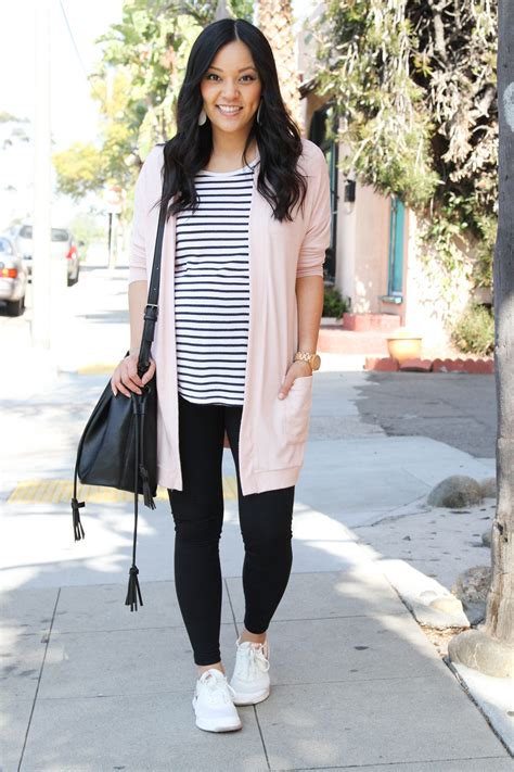 5 ways to wear a pink or blush cardigan for spring tops for leggings black leggings outfit