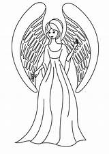 Coloring Angels Beautiful Angel Female Print Pages Color Tattoo Size Template Colorluna sketch template