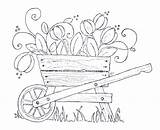 Wheelbarrow Coloring Flowers sketch template