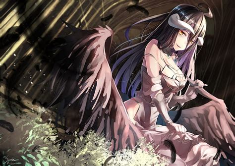 Hd Wallpaper Black And Blue Haired Female Character Anime Overlord