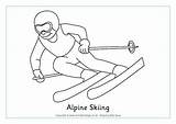 Colouring Skiing Alpine Winter Olympics Pages Coloring Ski Olympic Sports Games Template Crafts Activities Activityvillage Printable Kids Slope Activity Sport sketch template
