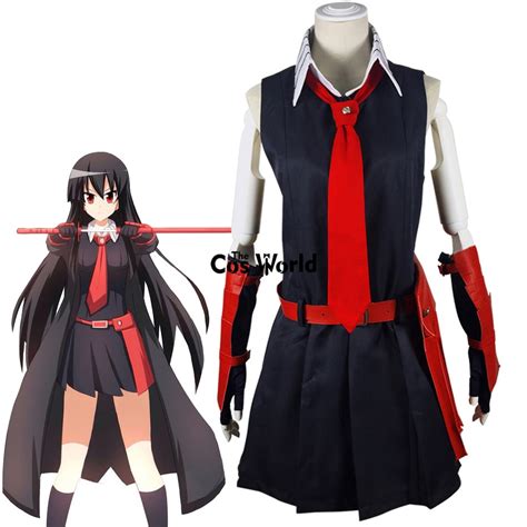 akame ga kill akame black sleeveless dress uniform outfit anime cosplay