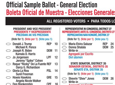 usa official ballot presidential elections  templates  allbusinesstemplatescom