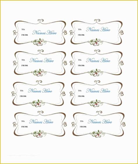 printable gift tag templates  word     blank labels