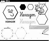 Hexagon Coloring Shapes Geometric Premium Getcolorings Basic Vector sketch template