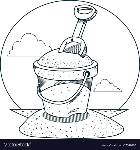 toy bucket  sand  rake outline drawings vector image