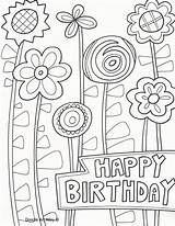 Coloring Birthday Happy Pages Doodle Printable Adult Card Alley Adults Drawing Cards Color Flower Kids Print Book Aunt Cake Brithday sketch template