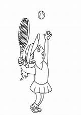Coloring Tennis Girl Playing Pages Little sketch template