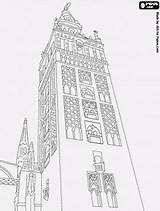 Giralda Sevilla La Seville Coloring Spain Pages Mosque Cathedral Almohad Minaret Eid Monuments Andalucia Torres Visit Colouring Ferdinand Bull Landmarks sketch template
