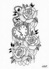 Drawings Outline Tatuagens Relogio Rosas Braço Feminina Romano Tatuaje Minin Caras Tristes Aleatórias Printable Forearm Vadim sketch template