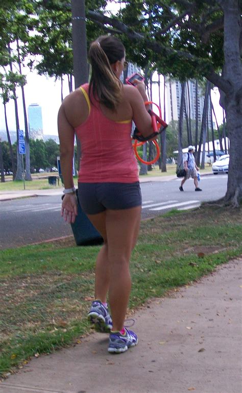 cute fit runner in spandex grey shorts 8 candid