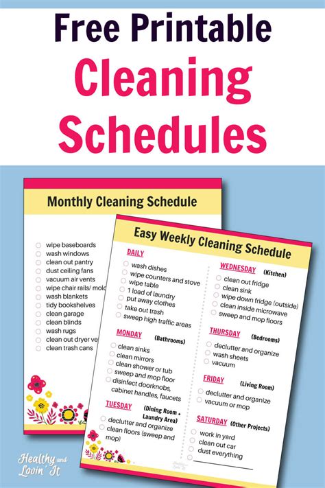 daily weekly monthly cleaning checklist printable