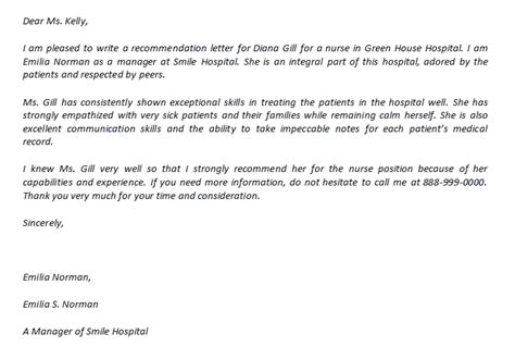 nurse recommendation letter   sample template business psd