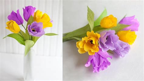 cách làm hoa tulip bằng giấy nhún đơn giản hoa giấy handmade làm đồ