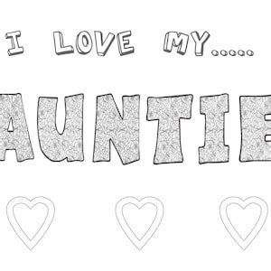 coloring page  love  auntie printable wall art print  etsy