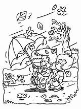 Herfst Kleurplaten Kleurplaat Regen Tekening Kinderen Paddestoel Windy Peuters Tekenen Cloudy Voeg sketch template