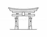 Gate Torii Japanese Icon Illustration Stock Isolated Background Imitation Red sketch template