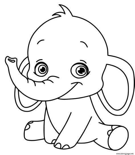 baby elephant kids coloring page printable