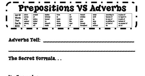 prepositions  adverbs foldablepdf subject  predicate worksheets