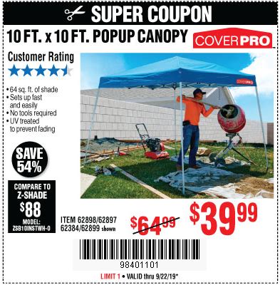 buy  coverpro ft  ft pop  canopy   harbor freight coupons
