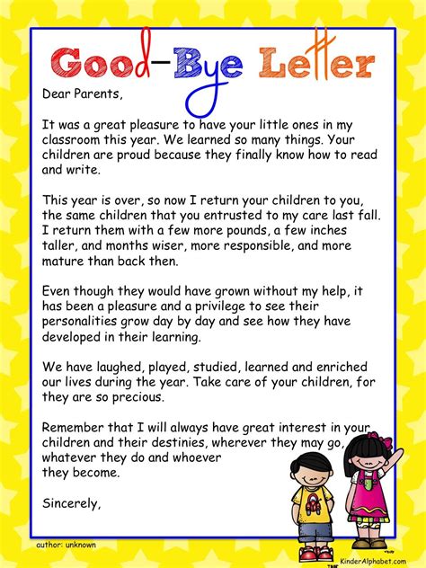 preschool graduation letter  students   school year