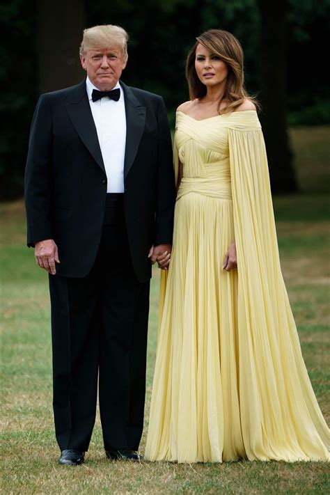 First Lady Melania Trump Stuns In Floaty Yellow Gown At