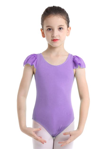 Iefiel Iefiel Girls Ruffle Short Sleeves Ballet Basics Gymnastics