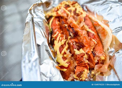 nyc street hot dog view      eat  stock image image  sausage fastfood
