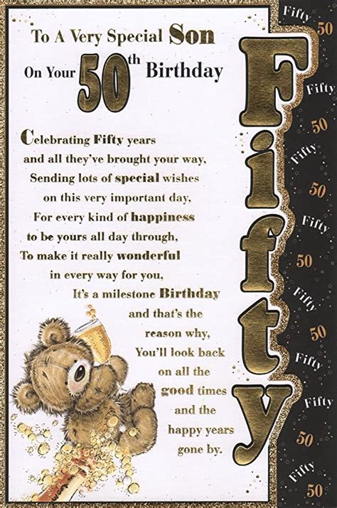 Son S 50th Birthday Card To A Very Special Son On Your 50th Birthday
