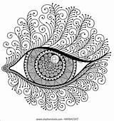 Eye Coloring Eyelashes Decorative Print Vector Relaxation Meditation Adult Book sketch template