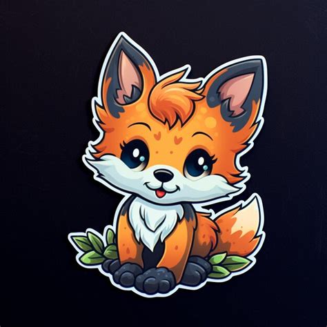 premium ai image  sticker   fox   small tail