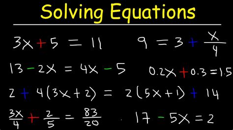 algebra   solve equations quickly youtube