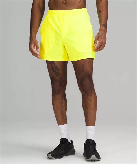 lululemon pace breaker linerless shorts   highlight yellow modesens