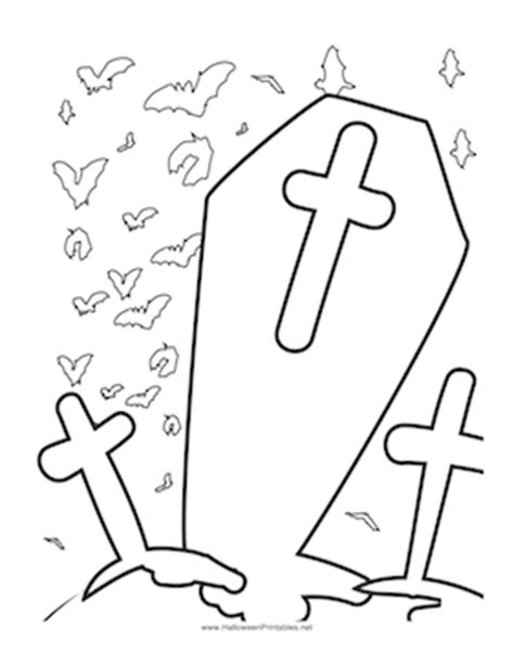 halloween graveyard coloring page