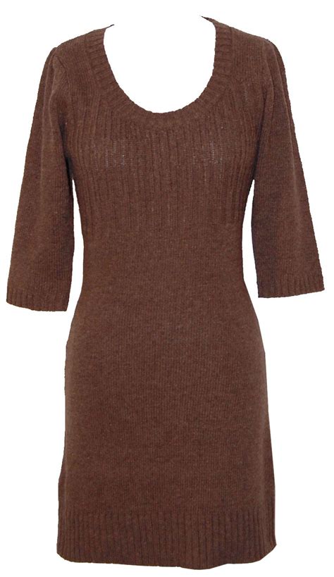 289 brown sweater dress with half sleeves brown sweater