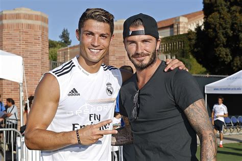 David Beckham Poses With Cristiano Ronaldo As He Attends Real Madrid