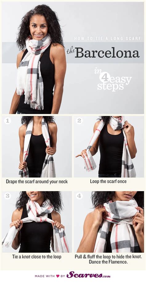 how to tie a long scarf the barcelona scarf styles scarf knots how to wear scarves