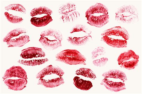 realistic lipstick kisses objects  creative market
