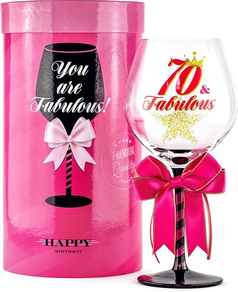 70 and fabulous birthday wine glass for women fun t