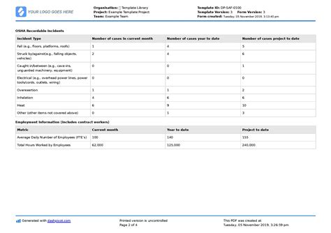 Monthly Safety Report Template Better Format Than Word Or Excel