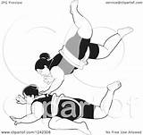 Sumo Clipart Wrestlers Fighting Female Illustration Royalty Vector Perera Lal Collc0106 Protected sketch template
