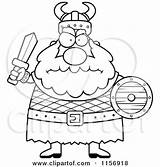 Viking Holding Cartoon Clipart Shield Chubby Sword Mad Man Cory Thoman Outlined Coloring Vector 2021 sketch template