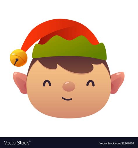 cute cartoon elf head  white background vector image