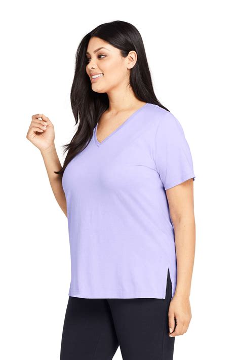 Womens Plus Size Supima Cotton Short Sleeve V Neck Tunic Top From