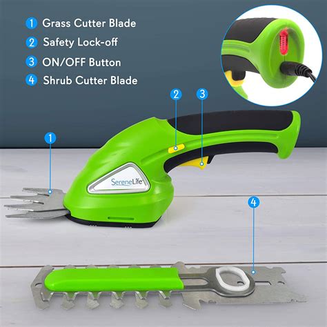 serenelife rechargeable electric handheld cordless grass clipper hedge trimmer  ebay