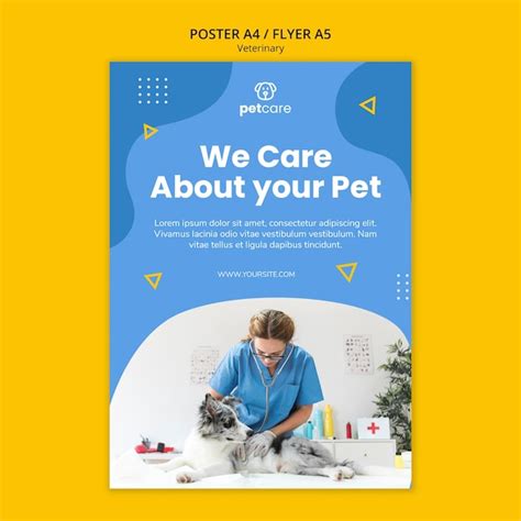 psd  care   pet veterinary poster template
