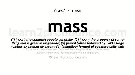Mass Pronunciation And Definition Youtube